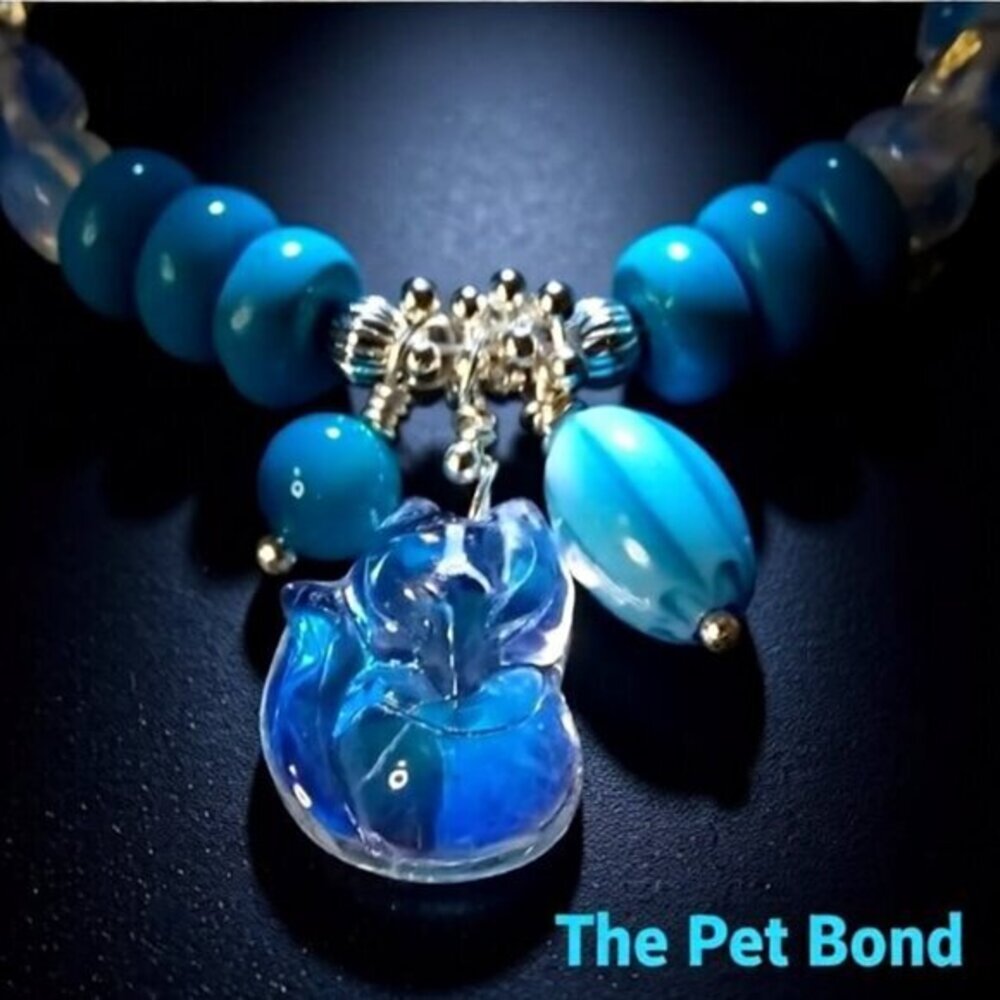 Pet Lovers - Fox Pom Cat!!! Stunning Iridescent Opalite + Blue Howlite Bracelet